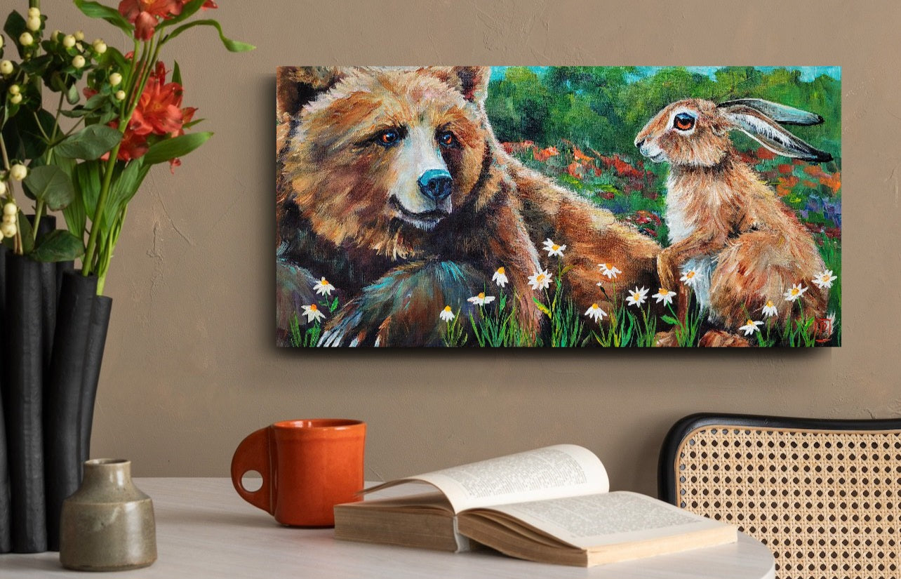 RENDEZ-VOUS - A clandestine meeting, avert your eyes! 12 X 24  - ACRYLIC PAINTING