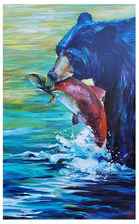 Black Bear Fishing Print