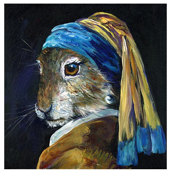 Bunny with Pearl Earring Print