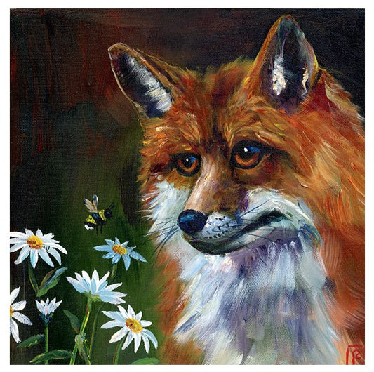 Fox and Daisies Print