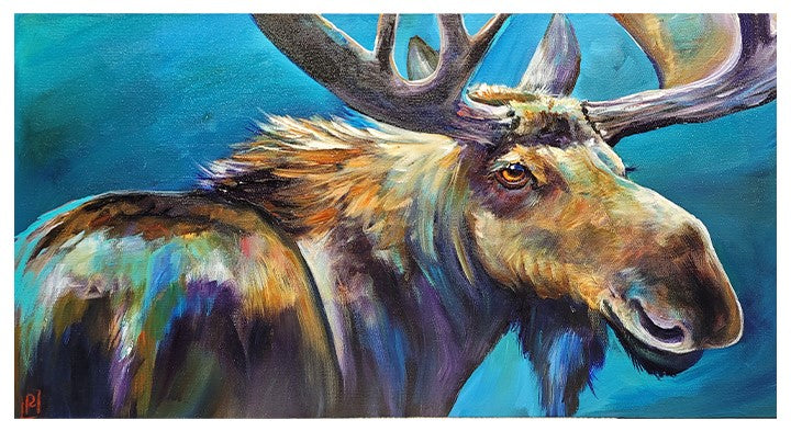 Moose on Teal Print