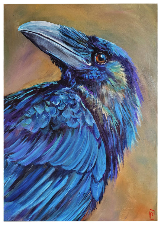5 x 7 Mini-Print - Raven on Gold